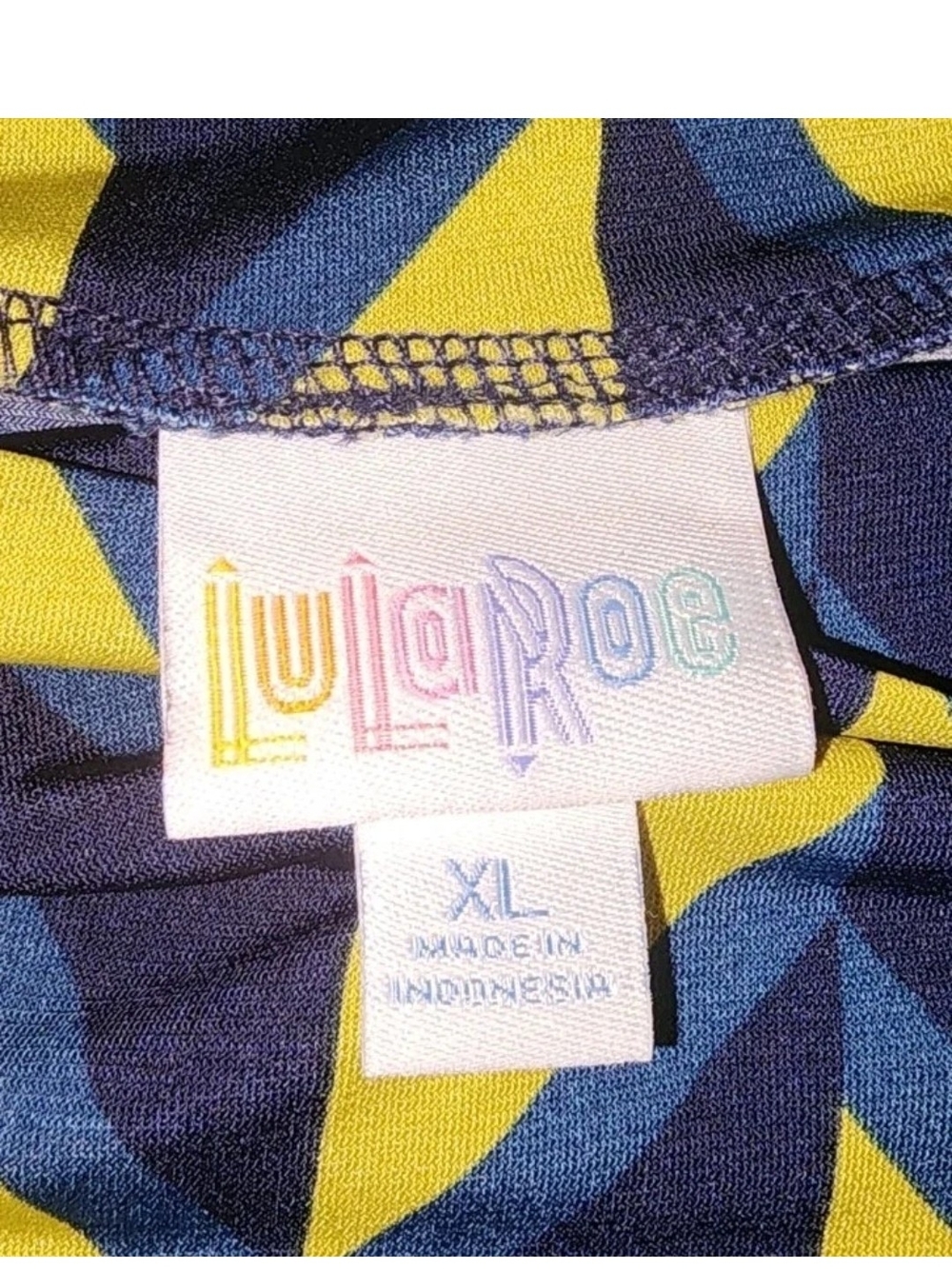 LuLaRoe Azure Skirt Womens XL Blue Yellow Geometric A-Line Midi NWT - Picture 3 of 6